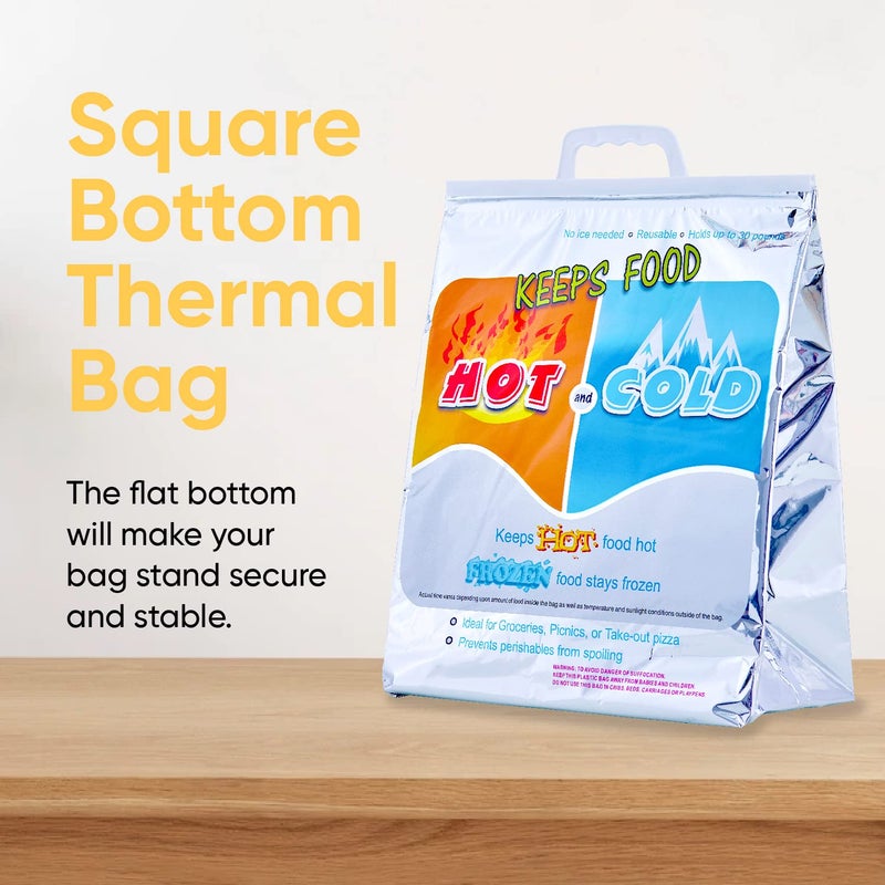 Superio Hot and Cold Insulated Bags for Food Delivery, Grocery Shopping Bags, Food Storage for Hot and Frozen Food for Travel, Disposable Cooler Bag, Reinforced Thermal Lunch Bag (1, 13"x7"x15.5") - Image 2
